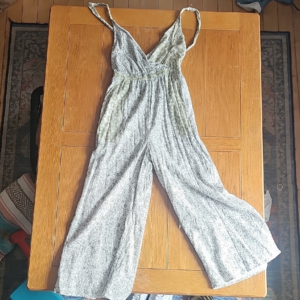 American Eagle Outfitters Green and Gray Jumpsuit